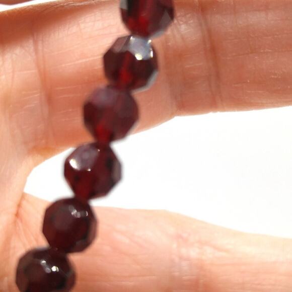 Vintage Dark Red Crystal Choker, Screw Clasp, 6mm Crystal Beads - Picture 5 of 8